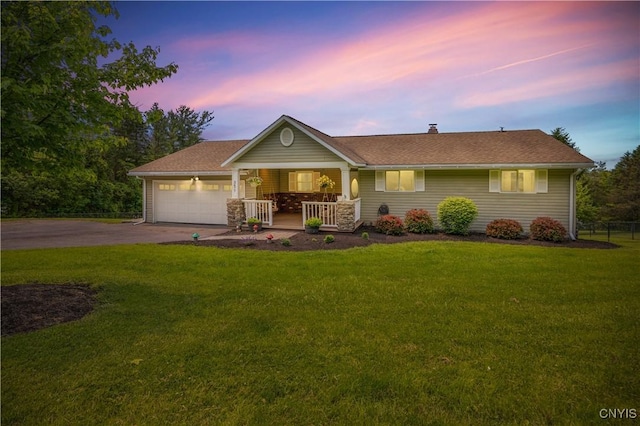 3477 Mcclary Rd, Lafayette, NY 13084 - ranch-style home with a porch, driveway, and an attached garage