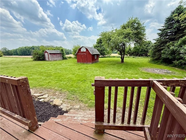 3394 Pike Rd, Alexander, NY 14020 - view of green lawn featuring a wooden deck