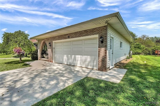 61 Caesar Blvd, Amherst, NY 14221 - view of home's exterior with brick siding, a yard, and concrete driveway