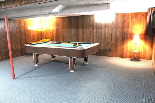 61 Caesar Blvd, Amherst, NY 14221 - recreation room with carpet, wooden walls, and billiards