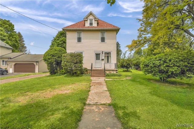 65 E Main St, Arcade, NY 14009 - view of front of home with a front yard and a garage