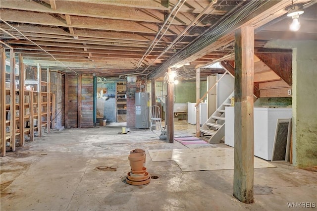 65 E Main St, Arcade, NY 14009 - unfinished below grade area featuring gas water heater and stairs