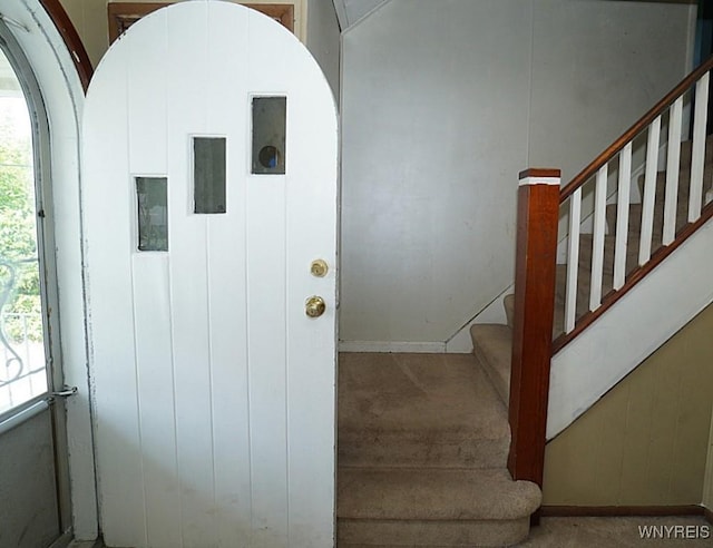 2927 S Ave, Niagara Falls, NY 14305 - stairs featuring carpet flooring and baseboards