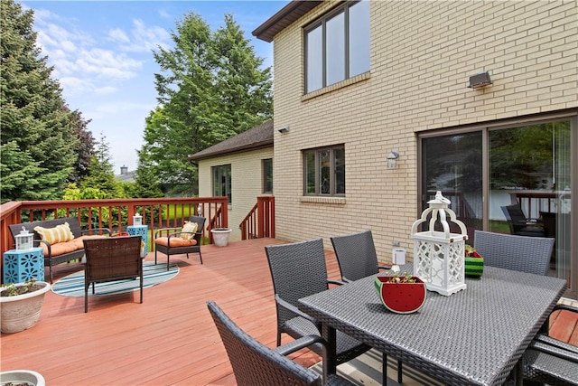 106 Shingle Landing Dr, Irondequoit, NY 14609 - wooden terrace with an outdoor hangout area and outdoor dining area