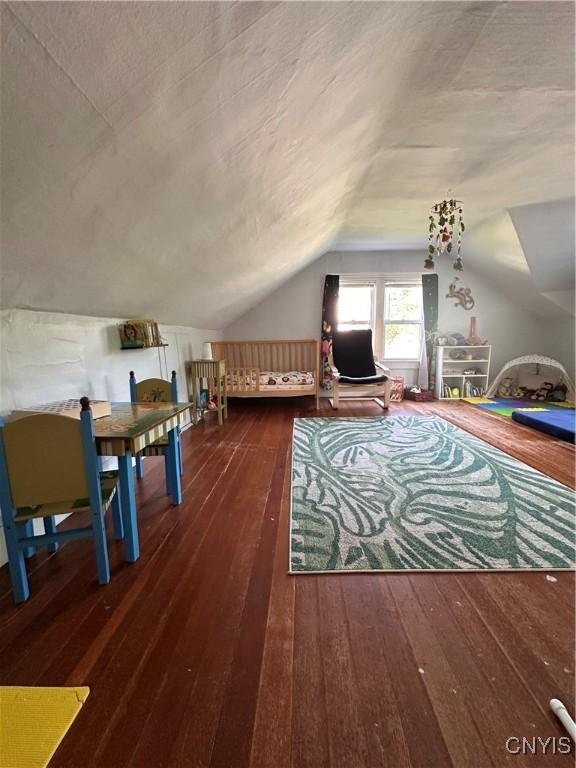 28 Payne St, Hamilton, NY 13346 - bedroom featuring vaulted ceiling and hardwood / wood-style flooring