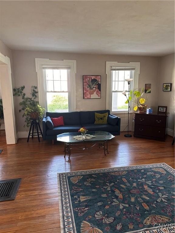28 Payne St, Hamilton, NY 13346 - living room featuring healthy amount of natural light, wood finished floors, and baseboards