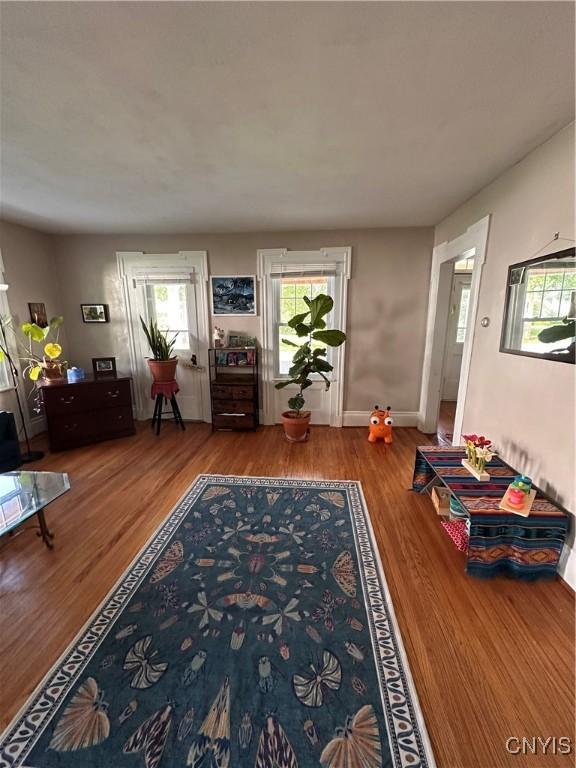 28 Payne St, Hamilton, NY 13346 - living room with wood finished floors, healthy amount of natural light, and baseboards