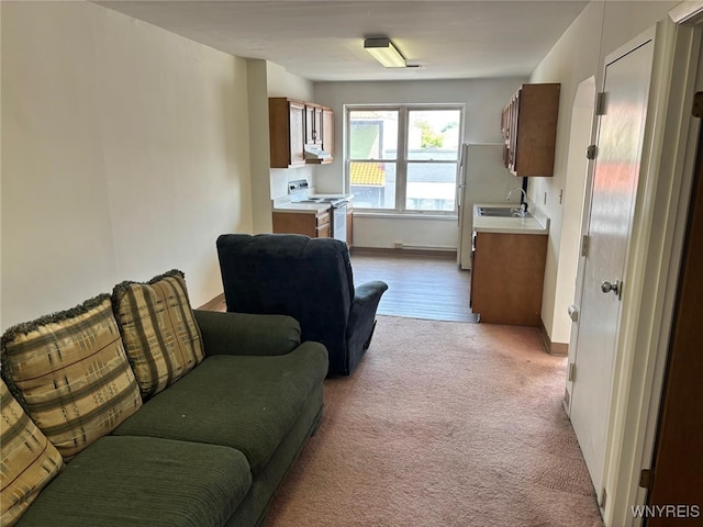 639 17th St, Niagara Falls, NY 14301 - living room featuring light colored carpet and baseboards