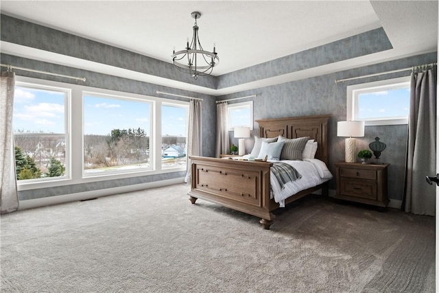 108 Chase Meadow Trl, Mendon, NY 14472 - carpeted bedroom featuring a chandelier