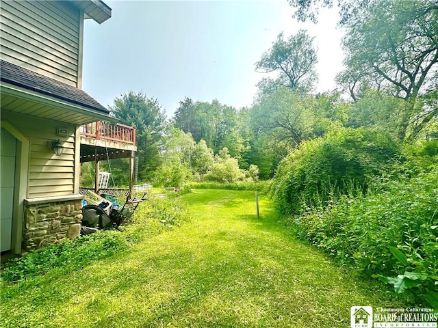 9983 Deer Creek Rd, Genesee, NY 14770 - view of grassy yard featuring a deck