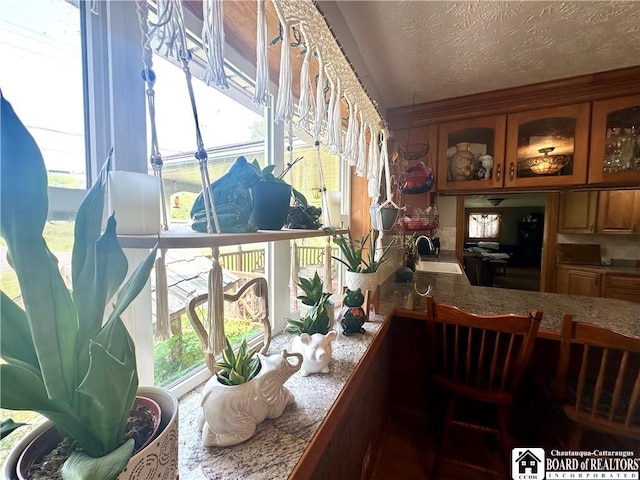 9983 Deer Creek Rd, Genesee, NY 14770 - dining space featuring a textured ceiling