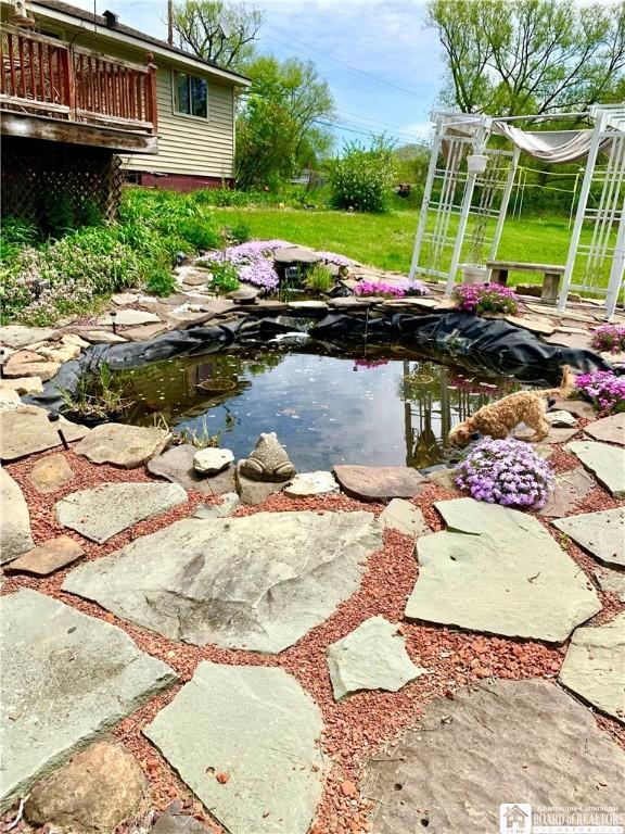 9983 Deer Creek Rd, Genesee, NY 14770 - view of yard featuring a garden pond