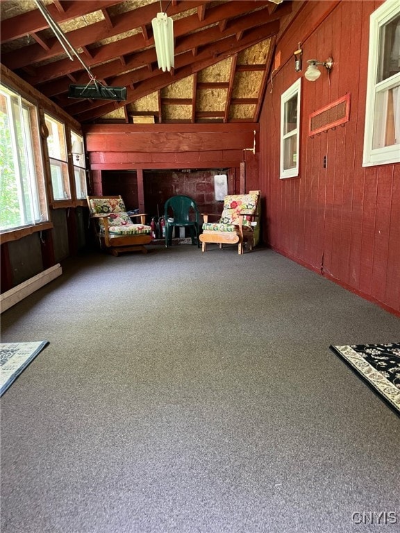 381 French Rd, Morehouse, NY 13324 - sunroom featuring vaulted ceiling and a baseboard heating unit