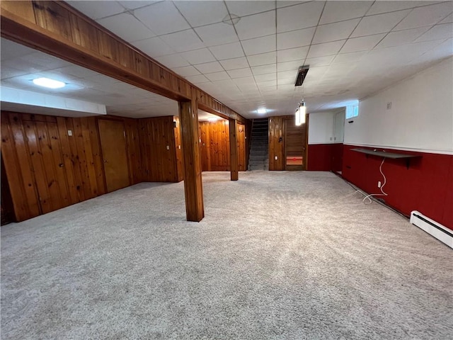793 Helendale Rd, Irondequoit, NY 14609 - finished basement featuring carpet flooring, stairs, and wooden walls