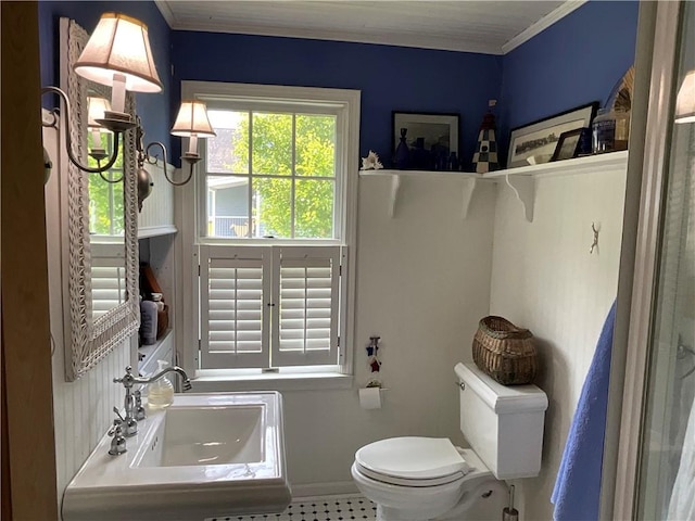 14415 Oak Orchard On The Lk, Carlton, NY 14571 - half bath with toilet, ornamental molding, and baseboards