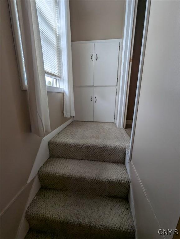 311 Raphael Ave, Salina, NY 13211 - staircase featuring carpet floors