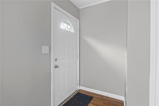 43 Hager Rd, Greece, NY 14616 - entryway featuring dark wood-style floors, baseboards, and ornamental molding