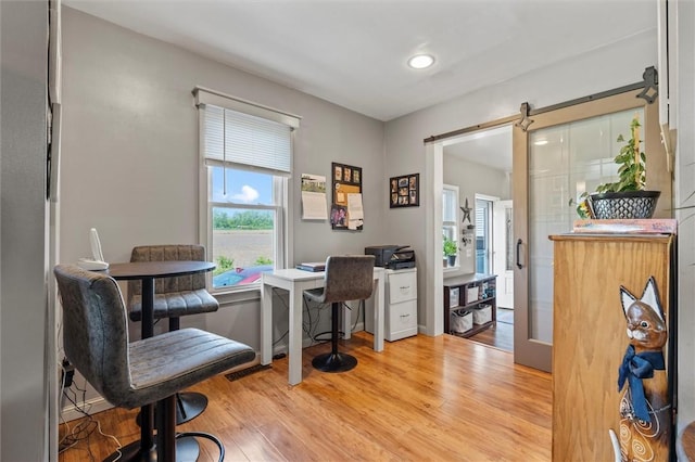 13385 Seneca St, Savannah, NY 13146 - office area with light wood-type flooring and recessed lighting