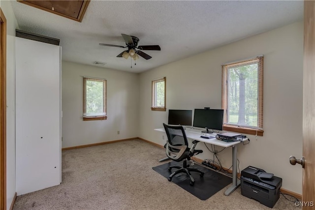 4859 Becker Ln, Lyme, NY 13693 - carpeted office space featuring attic access, baseboards, and ceiling fan