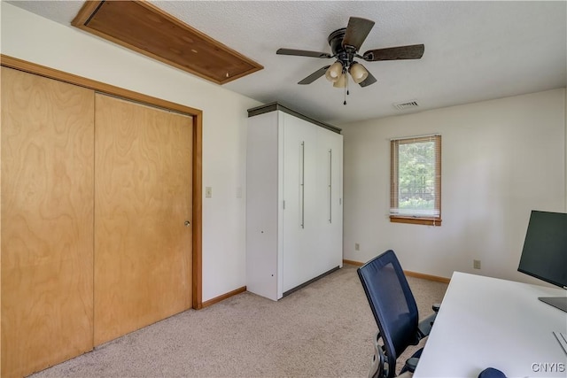 4859 Becker Ln, Lyme, NY 13693 - office space featuring attic access, ceiling fan, light carpet, and baseboards