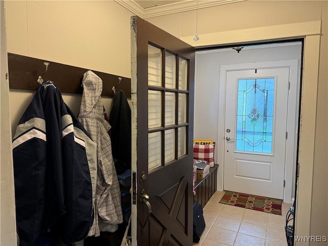 130 S 6th St, Olean-City, NY 14760 - mudroom featuring crown molding and light tile patterned flooring