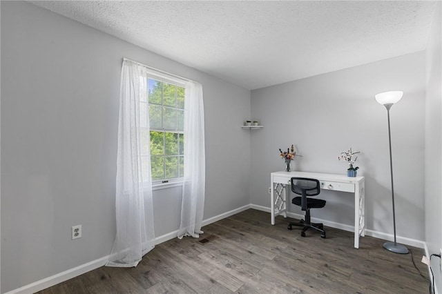 11 Shadow Ln, Gates, NY 14606 - office area featuring wood finished floors, a textured ceiling, and baseboards