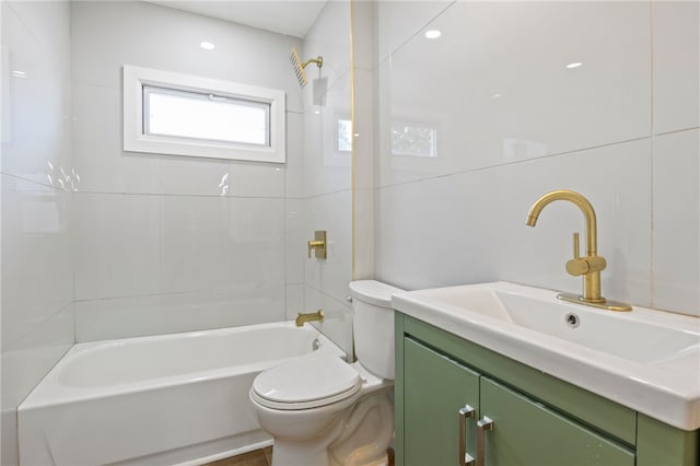 74 Clearview Rd, Greece, NY 14616 - bathroom featuring toilet, vanity, and washtub / shower combination