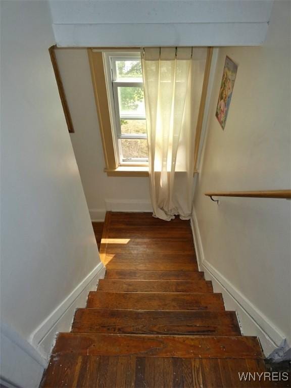 1862 Kenmore Ave, Buffalo, NY 14216 - stairs with hardwood / wood-style flooring and baseboards
