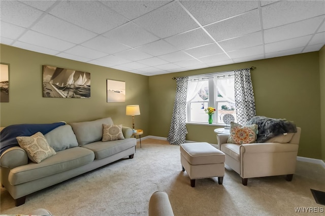 7228 Rapids Rd, Lockport-Town, NY 14094 - living room with a paneled ceiling, carpet flooring, and baseboards