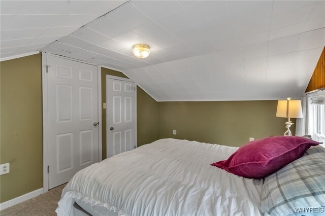 7228 Rapids Rd, Lockport-Town, NY 14094 - carpeted bedroom featuring lofted ceiling and baseboards