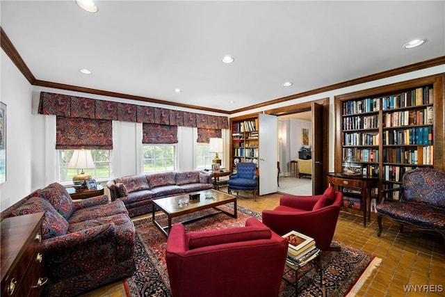 88 Middlesex Rd, Buffalo, NY 14216 - living room featuring crown molding, recessed lighting, and tile patterned floors