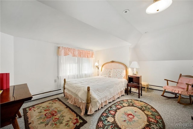 88 Middlesex Rd, Buffalo, NY 14216 - bedroom with a baseboard heating unit, carpet, and vaulted ceiling
