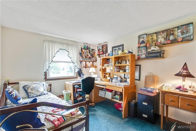 1 Woodstream Dr, Lancaster, NY 14086 - bedroom with carpet, a textured ceiling, and an office area