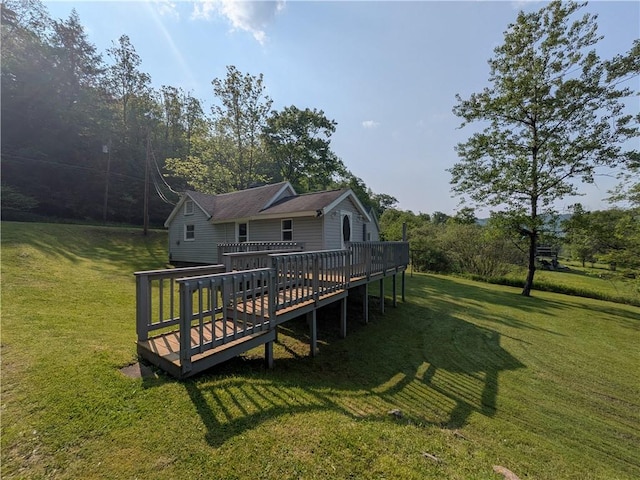 135 Hedgehog Ln, Bradford Town, PA 16701 - back of property featuring a deck and a lawn
