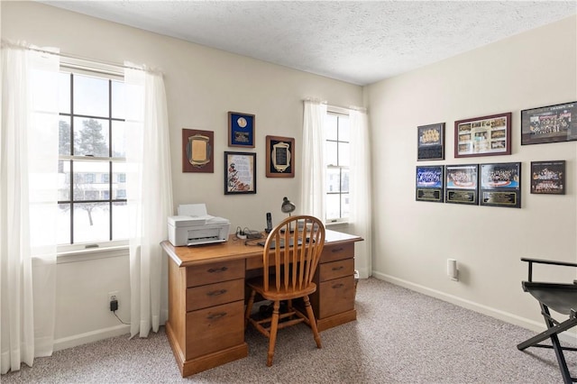 439 Red Apple Ln, Greece, NY 14612 - office area with light colored carpet, baseboards, and a textured ceiling