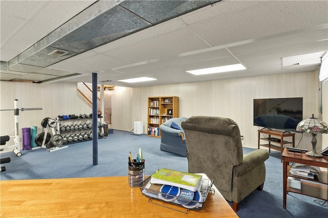 439 Red Apple Ln, Greece, NY 14612 - living area featuring a paneled ceiling and carpet flooring