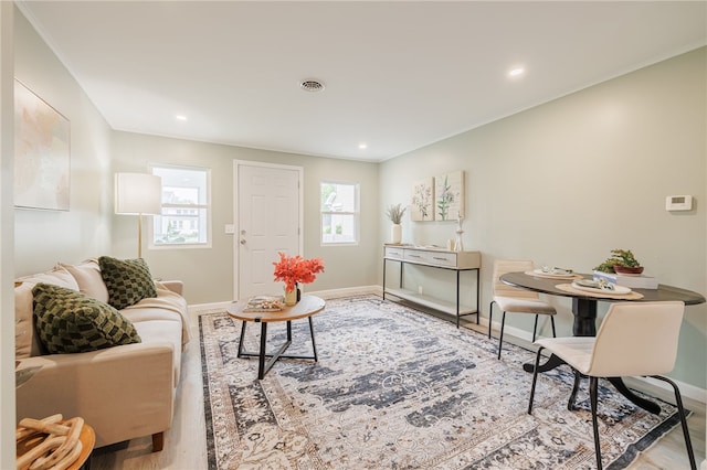 237 Heberle Rd, Irondequoit, NY 14609 - living room with baseboards, wood finished floors, and recessed lighting