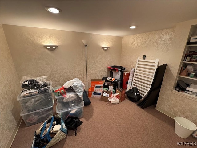 57 Brookdale Dr, Amherst, NY 14221 - interior space with carpet floors, a textured wall, and recessed lighting