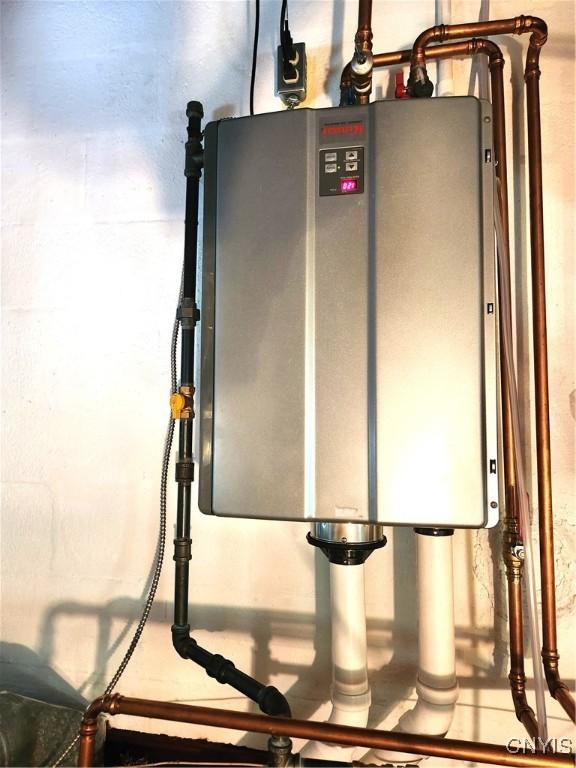 70 W Elizabeth St, Skaneateles, NY 13152 - utility room featuring tankless water heater