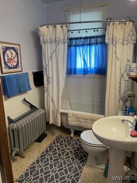 50 Gualbert Ave, Cheektowaga, NY 14211 - full bath with radiator heating unit, toilet, and shower / bath combo