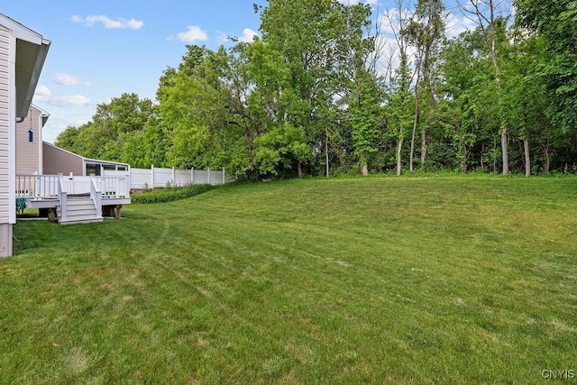 163 Golden Meadows Way, Camillus, NY 13164 - view of green lawn with a wooden deck
