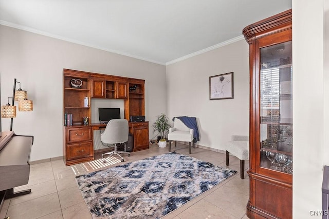 163 Golden Meadows Way, Camillus, NY 13164 - office with ornamental molding, light tile patterned flooring, and baseboards