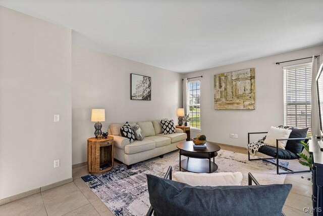 163 Golden Meadows Way, Camillus, NY 13164 - living room featuring baseboards and light tile patterned flooring