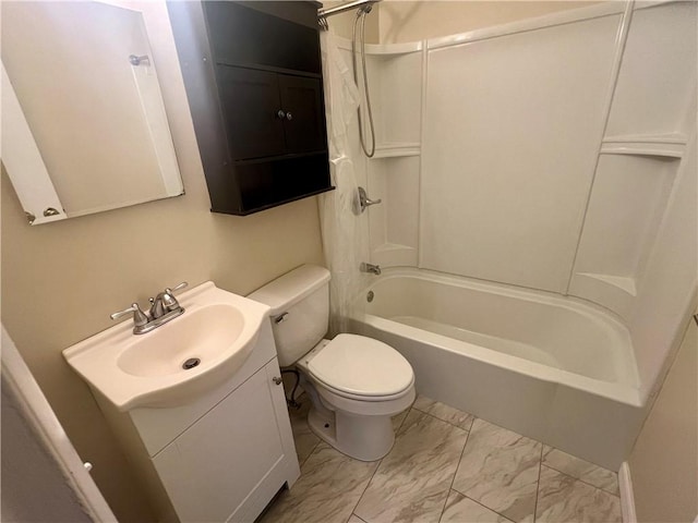 137 Matthew Cir, Horseheads, NY 14845 - full bath featuring marble finish flooring, toilet, vanity, and shower / bath combination