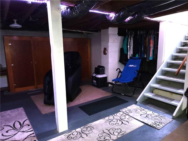 313 Gardner Rd, Horseheads, NY 14845 - unfinished below grade area featuring stairs
