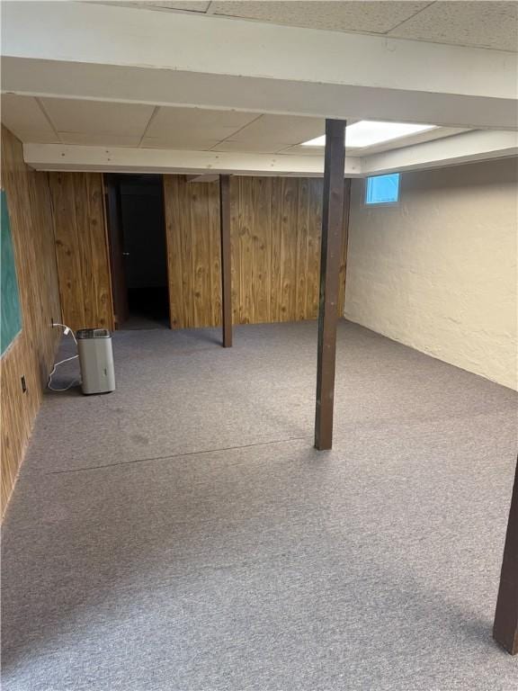 16 Cobbles E, Elmira, NY 14905 - below grade area featuring wooden walls and carpet floors