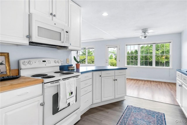 1 Wicklow Dr, Skaneateles, NY 13152 - kitchen featuring white appliances, plenty of natural light, light wood-style floors, ceiling fan, and recessed lighting