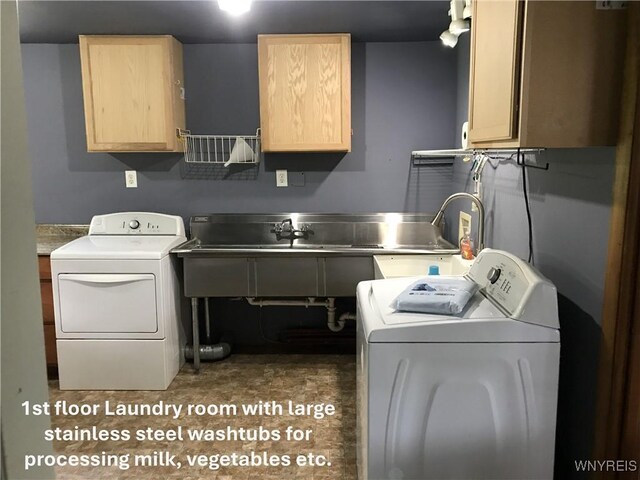 5877 Rte 362, Wethersfield, NY 14024 - laundry area featuring cabinet space and separate washer and dryer