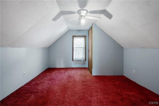 172 Nichols Ave, Syracuse, NY 13206 - additional living space featuring a ceiling fan, carpet, a textured ceiling, and vaulted ceiling