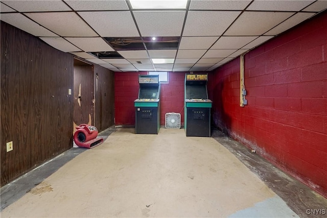 172 Nichols Ave, Syracuse, NY 13206 - finished below grade area featuring a paneled ceiling and wood walls